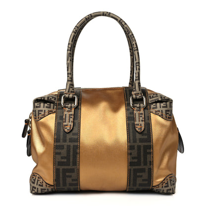 Fendi Zucca Zucchino Mixed Media Small B Mix Tote Tobacco Gold 1 of 10
