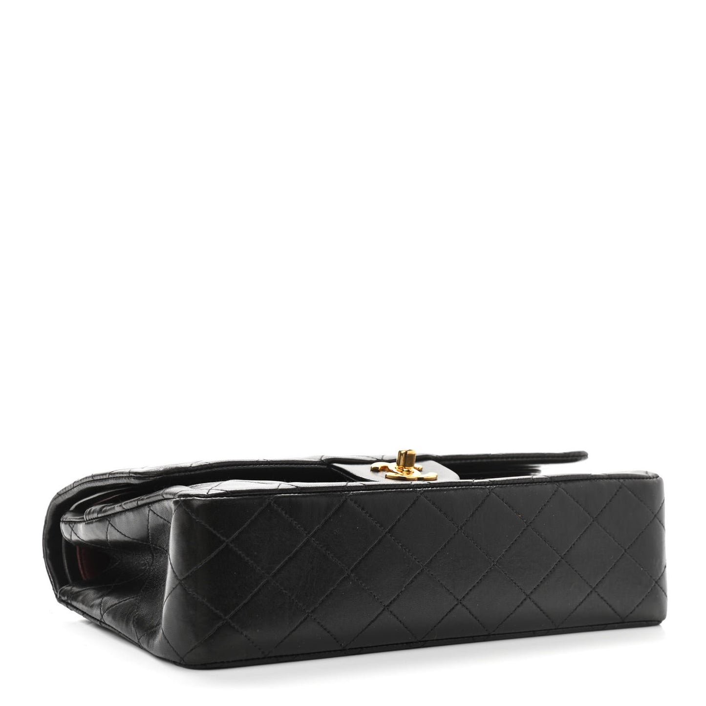 Lambskin Quilted Medium Double Flap Black