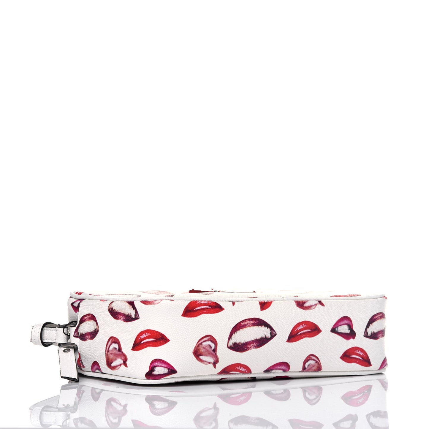 Grain De Poudre Lips Print Medium Classic Monogram Camera Bag White Red