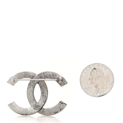 Chanel Metal Crystal Baguette CC Brooch Silver 2 of 3