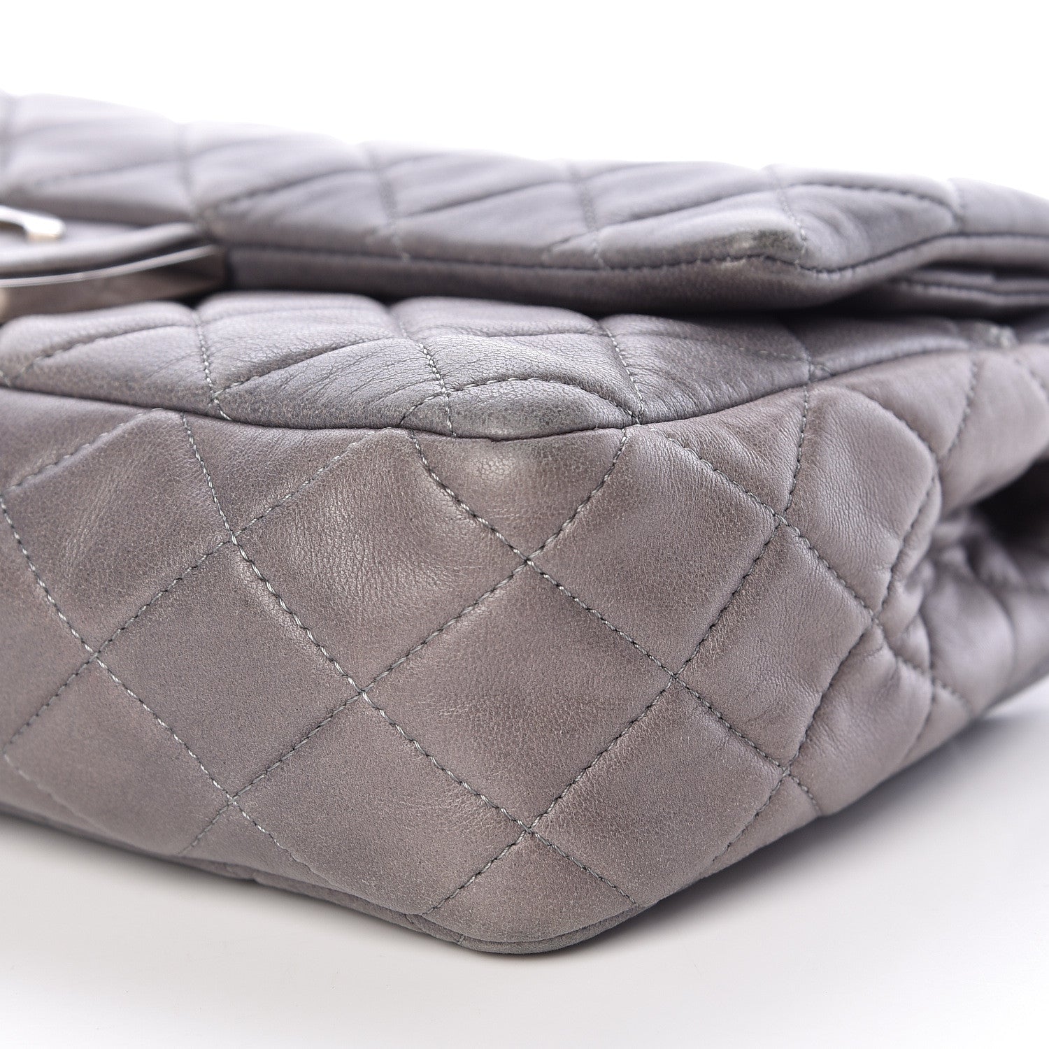 Chanel Lambskin Quilted Medium Double Flap Bijoux Chain Grey 10 of 20