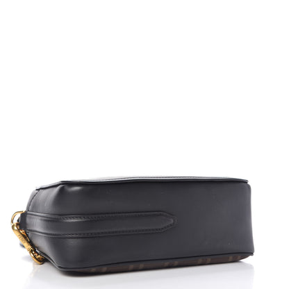 Fendi Glazed Fabric Vitello Century FF 1974 Stamp Patch Camera Case Mogano Panna Black 4 of 10