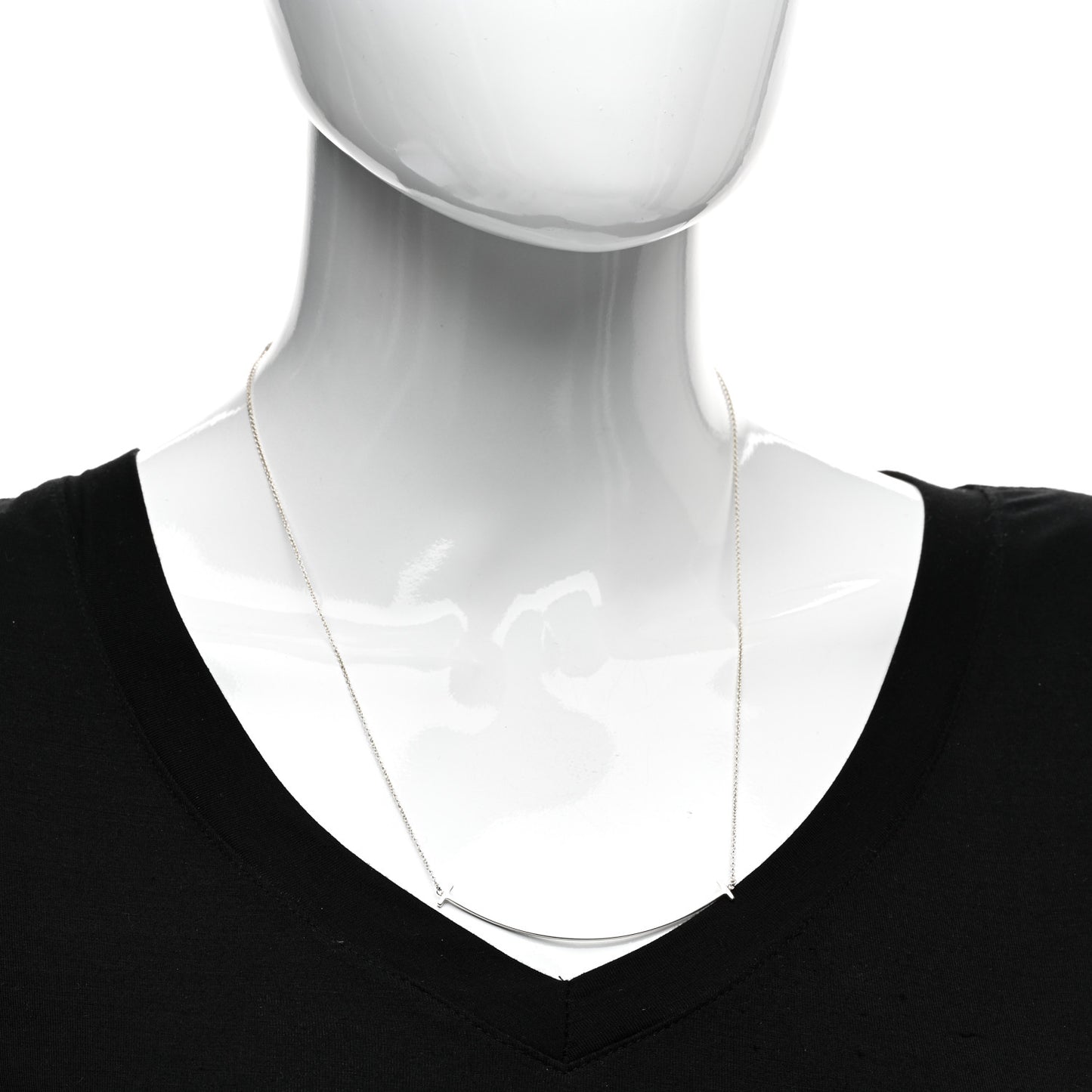 Sterling Silver Large T Smile Pendant Necklace