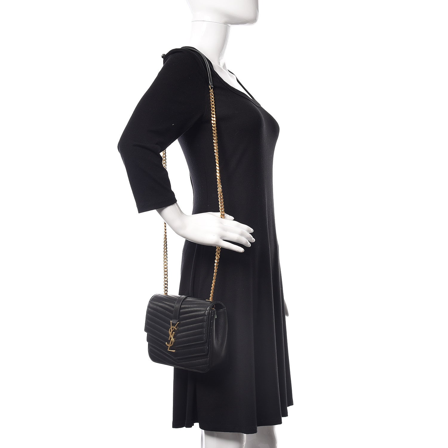 Saint Laurent Lambskin Matelasse Chevron Monogram Small Sulpice Bag Black 2 of 10