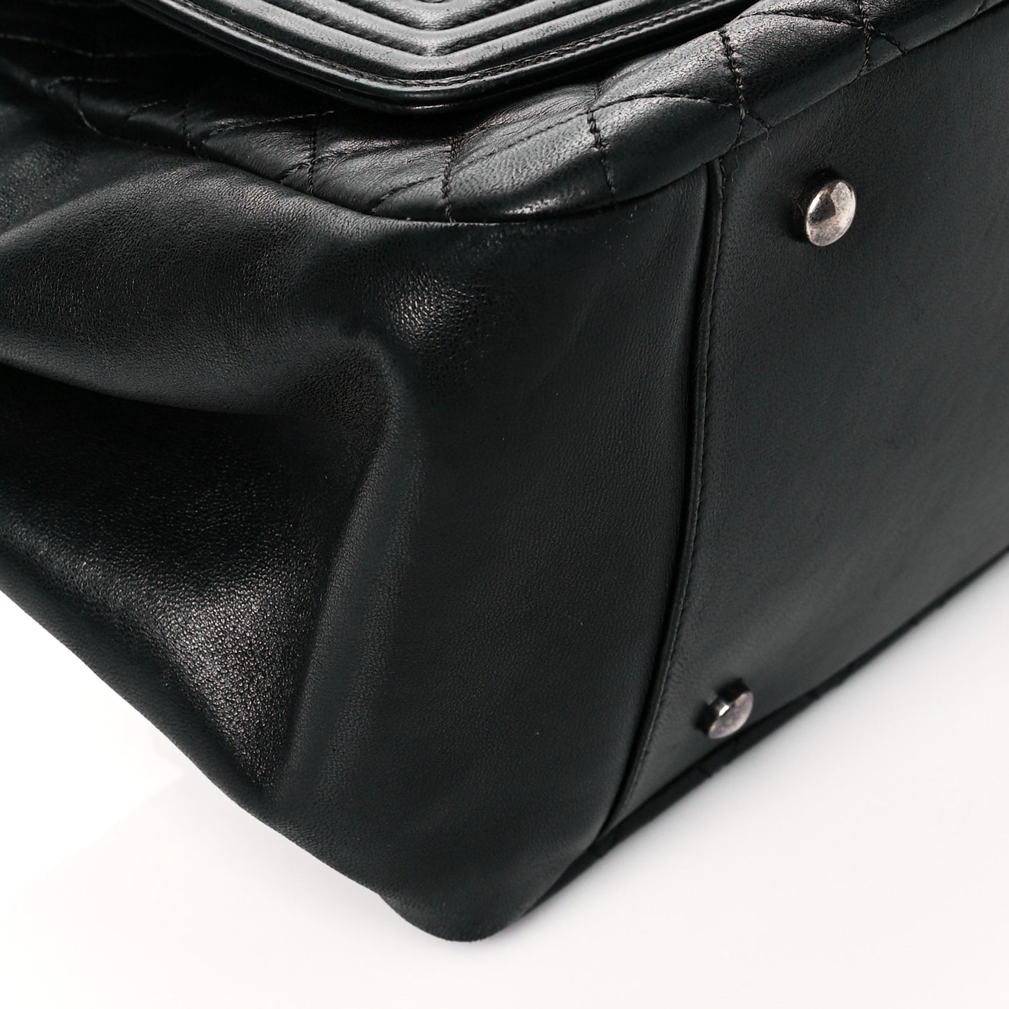 Lambskin Quilted Accordion Boy Flap Black