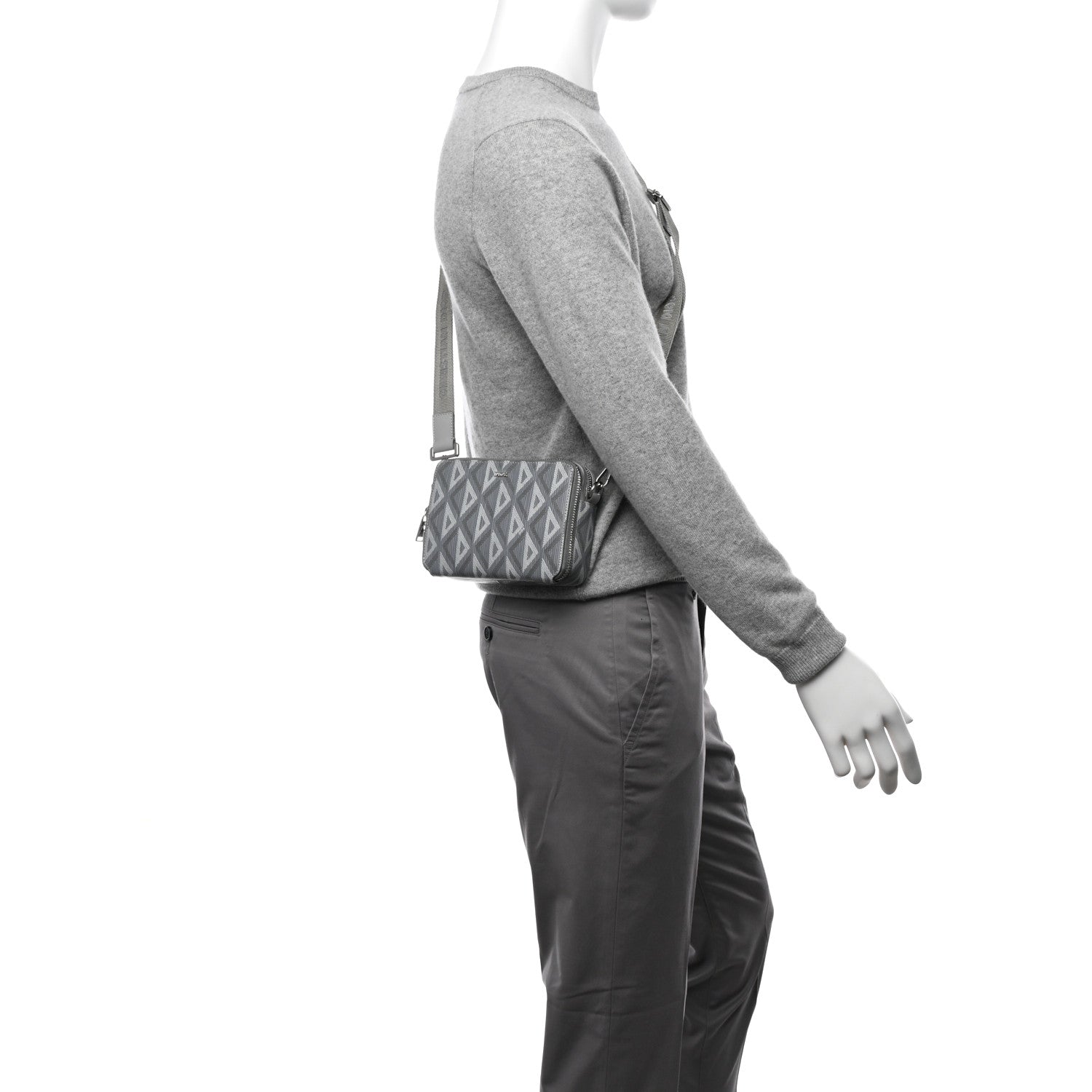 Christian Dior Coated Canvas CD Diamond Messenger Pouch Grey 2 of 12