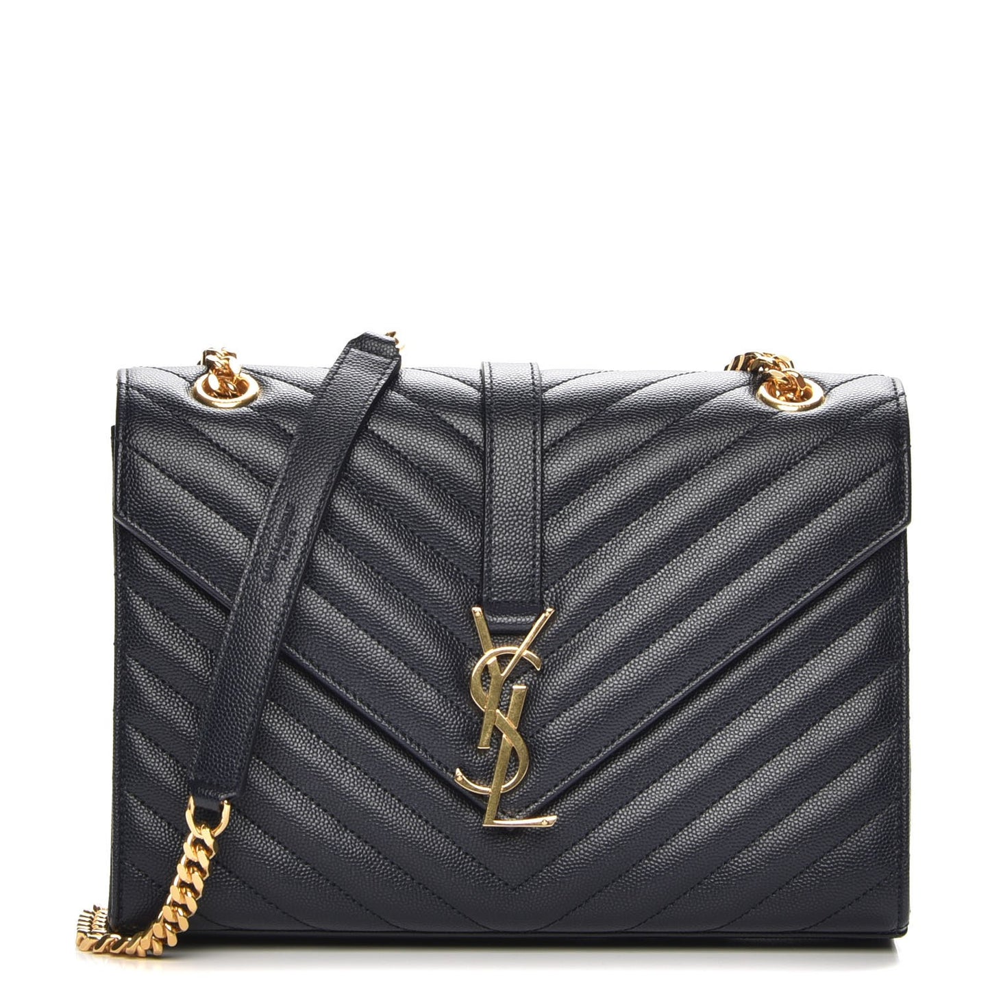 Grain De Poudre Matelasse Chevron Medium Monogram Satchel Deep Marine