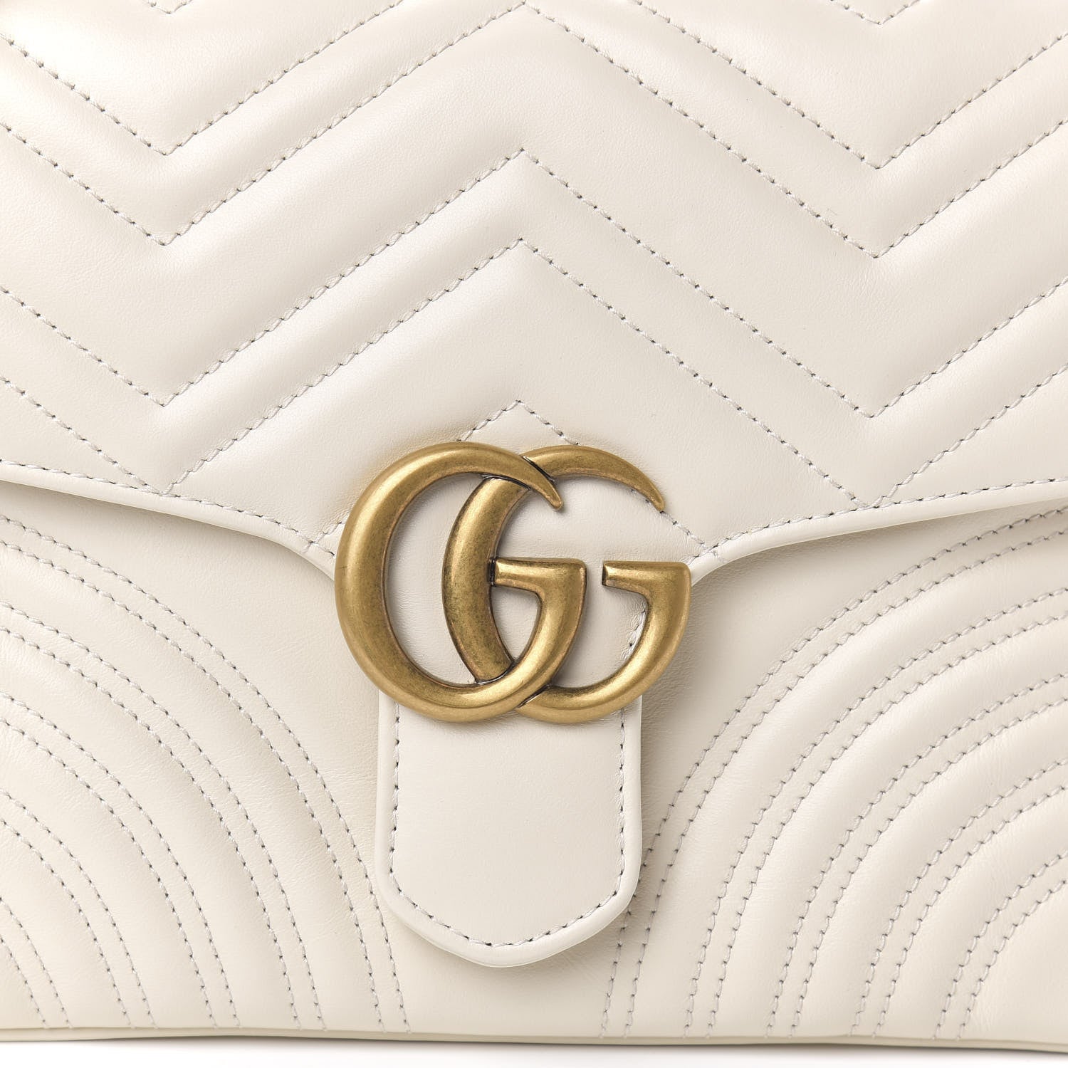 Gucci Calfskin Matelasse Small GG Marmont Top Handle Shoulder Bag White 10 of 10