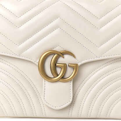 Gucci Calfskin Matelasse Small GG Marmont Top Handle Shoulder Bag White 10 of 10
