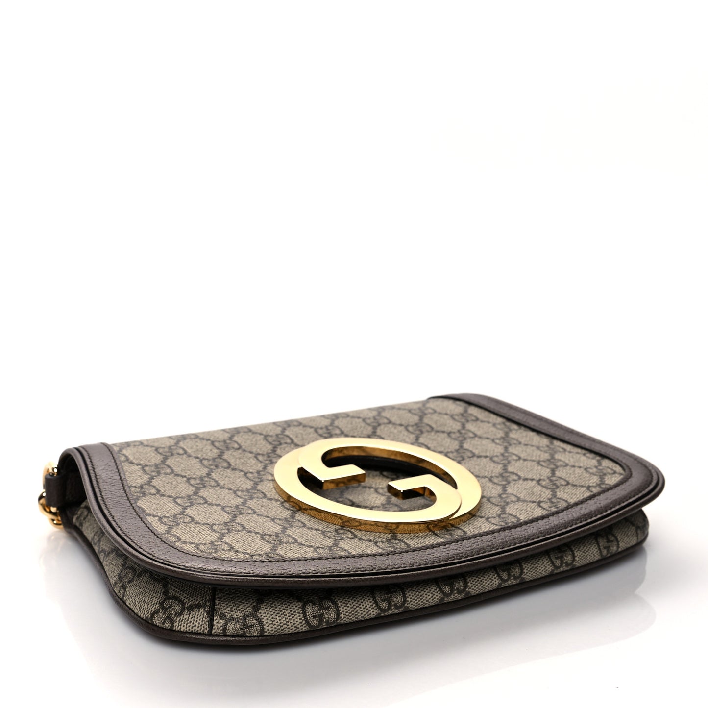 GG Supreme Monogram Textured Dollar Calfskin Blondie Chain Shoulder Flap Bag Beige Ebony New Acero