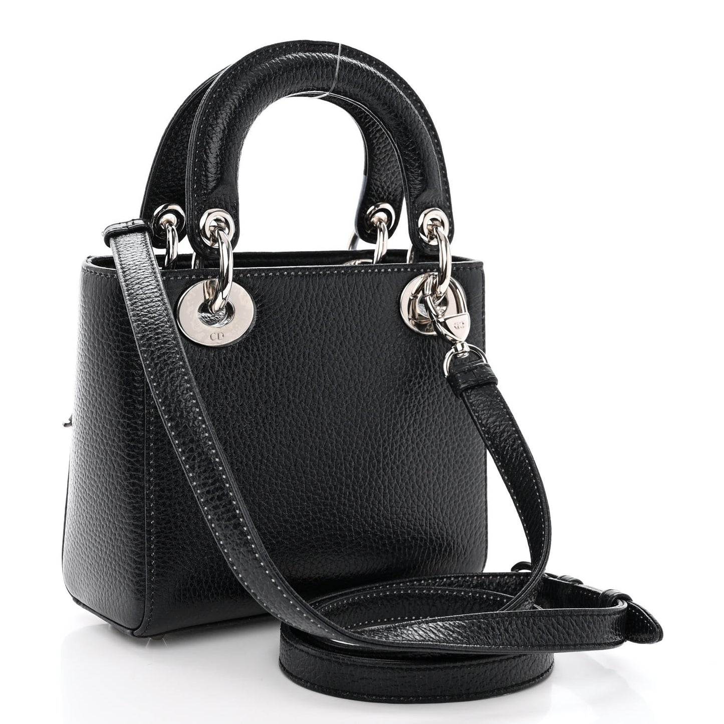 Deerskin Floral Printed Mini Lady Dior Black Blue