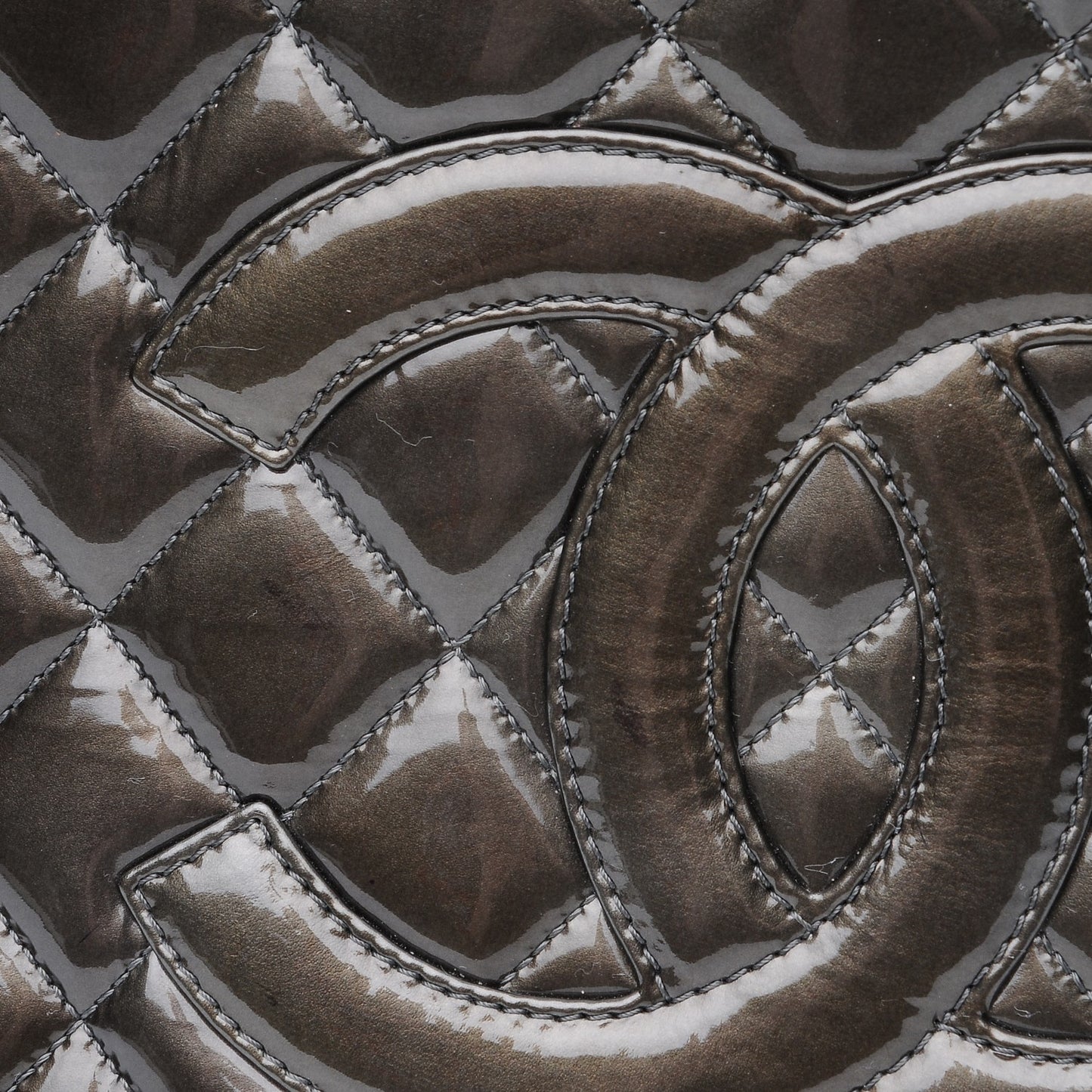 Patent Quilted Grand Shopping Tote GST Dark Green