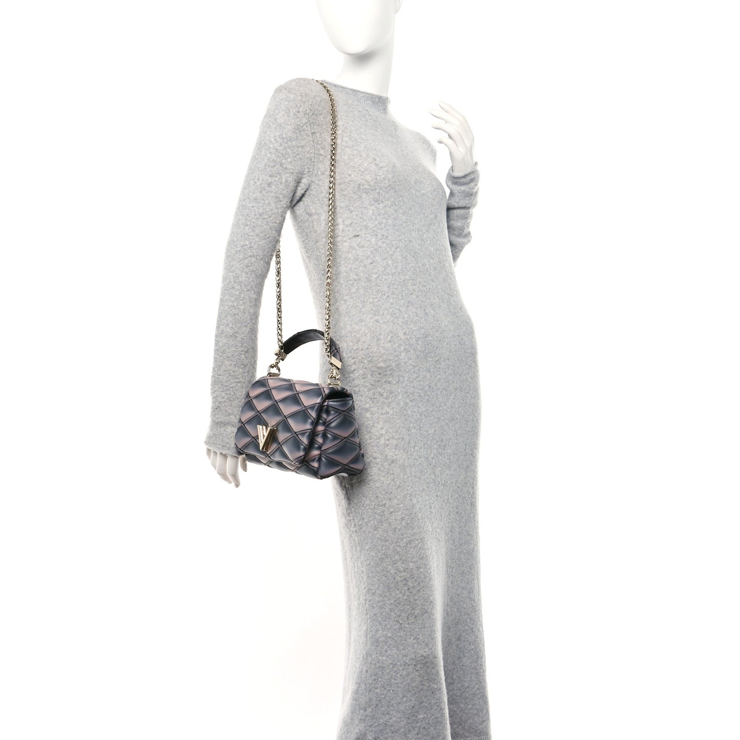 Lambskin Malletage Top Handle GO-14 MM Black Pink