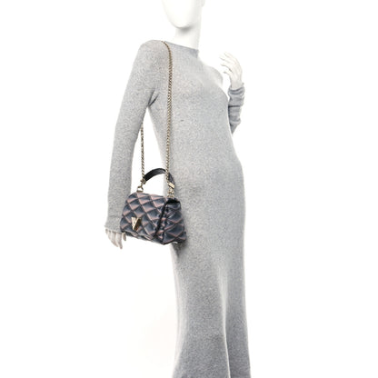 Louis Vuitton Lambskin Malletage Top Handle GO-14 MM Black Pink 2 of 10