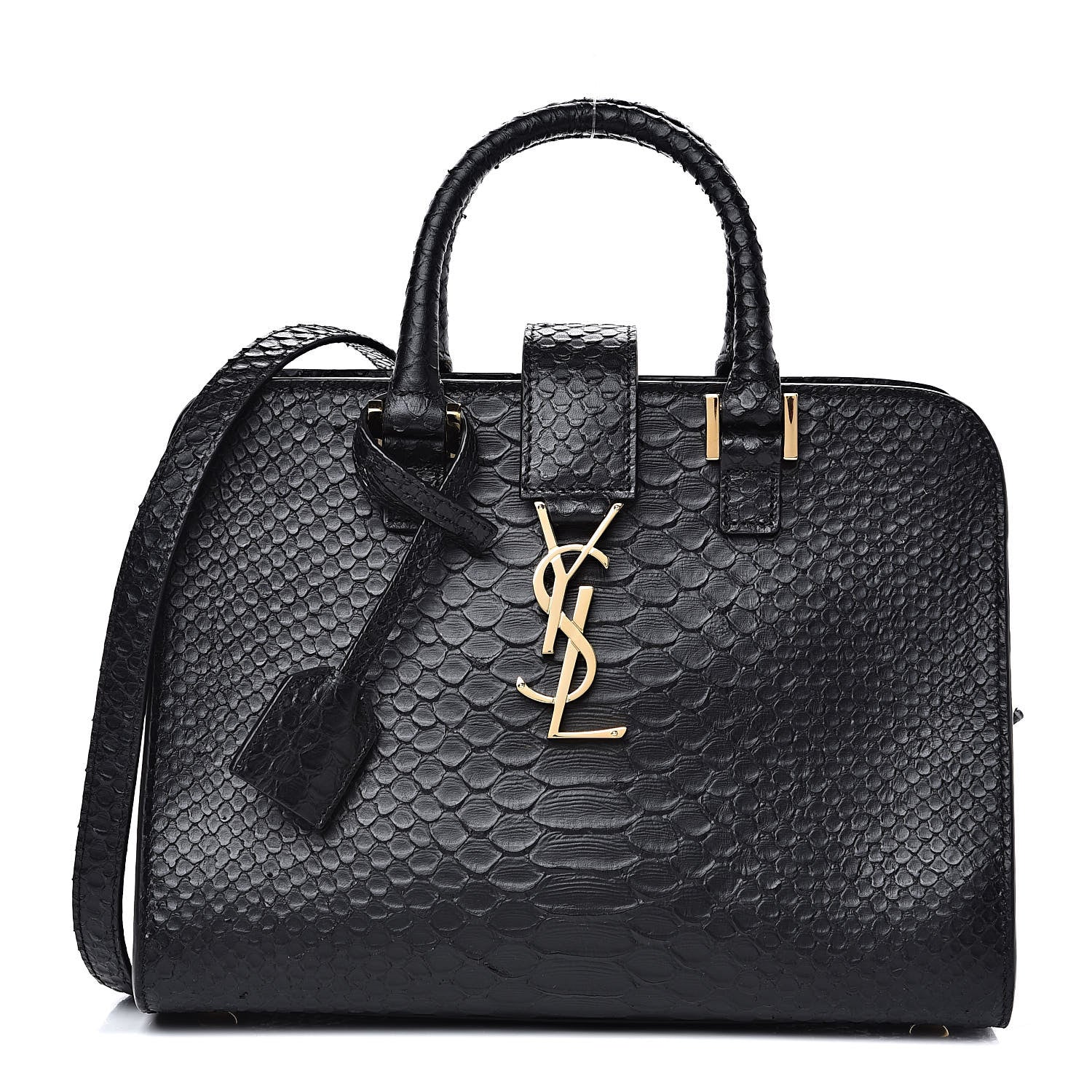 Saint Laurent Python Calfskin Embossed Monogram Baby Cabas Black 1 of 9
