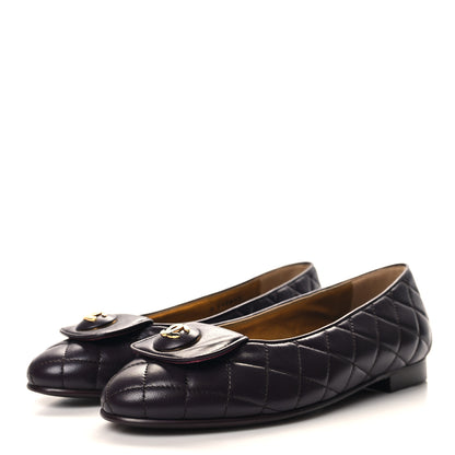 Chanel Lambskin Quilted CC Ballerina Flats 37 Dark Purple 3 of 9