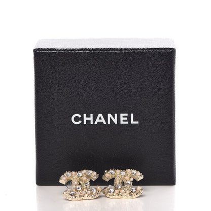 Chanel Pearl Crystal Baguette CC Earrings Gold 5 of 5