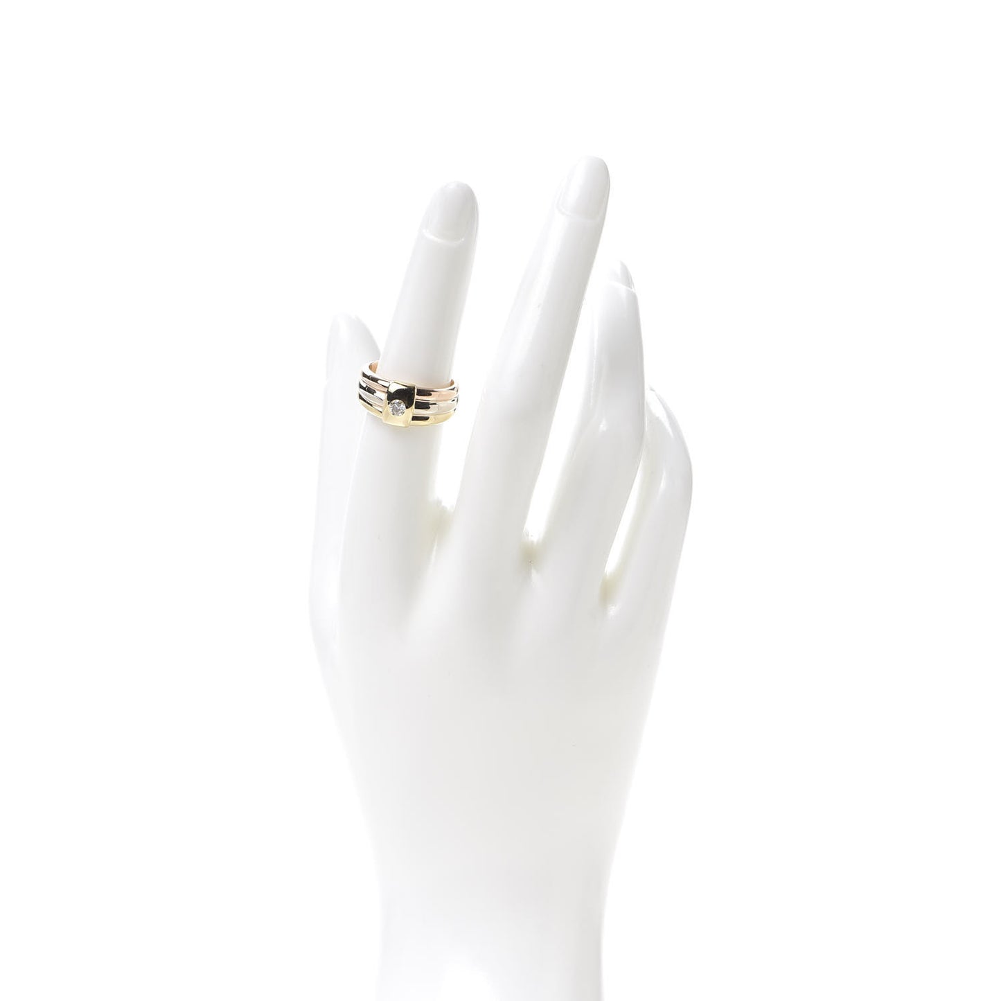 18K Pink Yellow White Gold Diamond Solitaire Trinity Ring 54 6.75