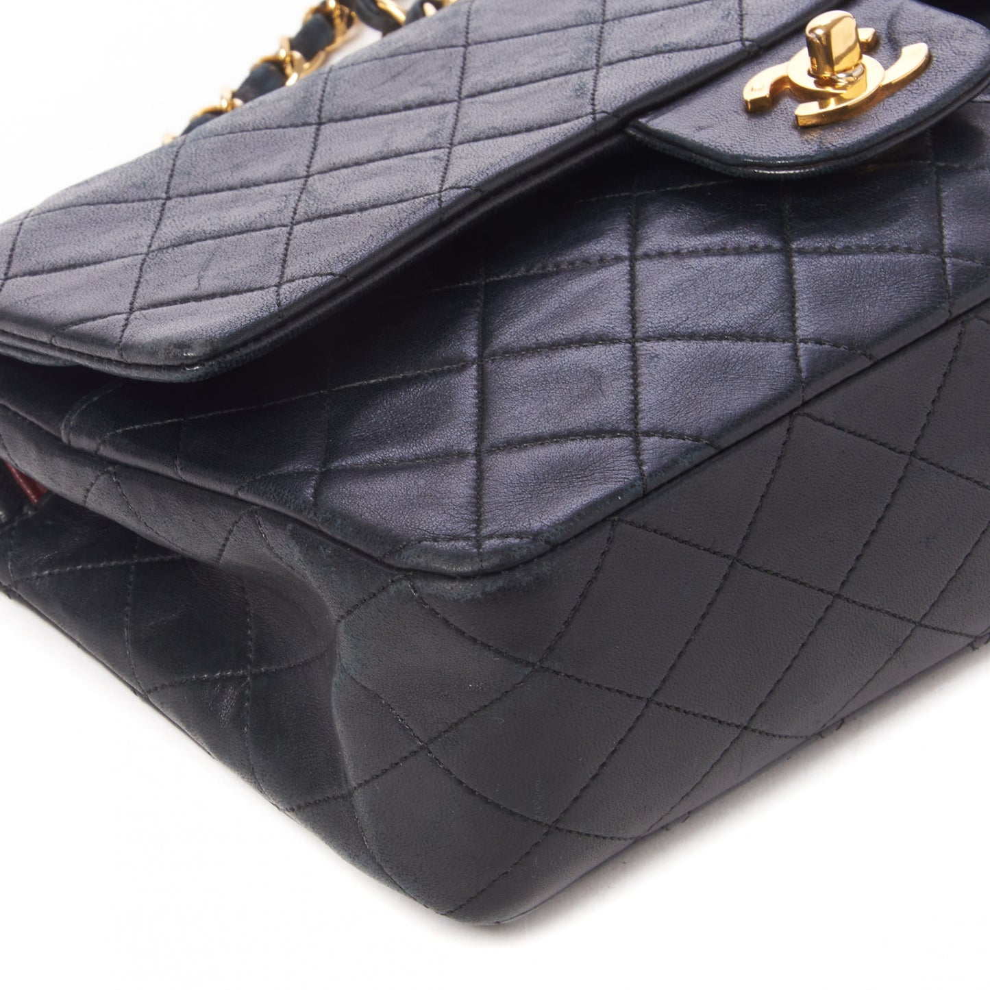 Lambskin Quilted Medium Double Flap Black