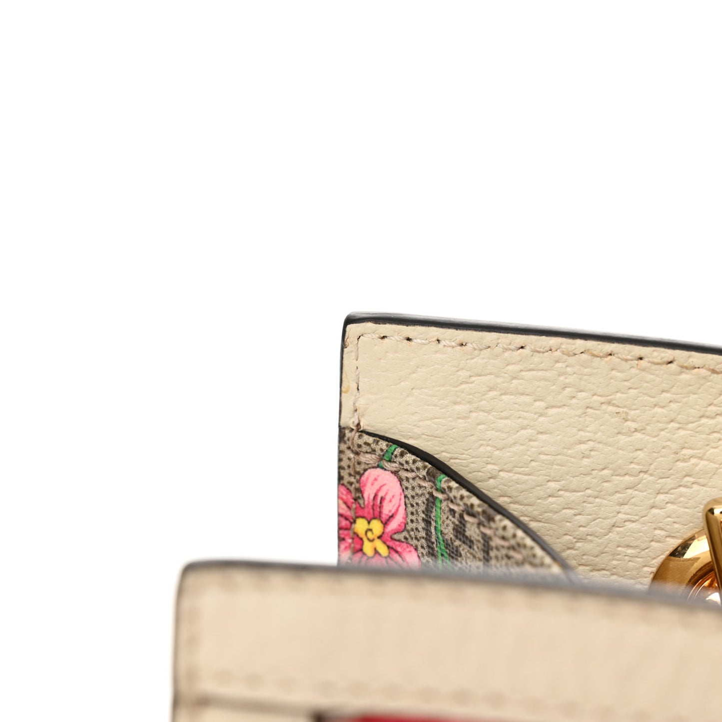 GG Supreme Monogram Flora Textured Calfskin Small Padlock Tote Beige Ebony Multicolor Mystic White