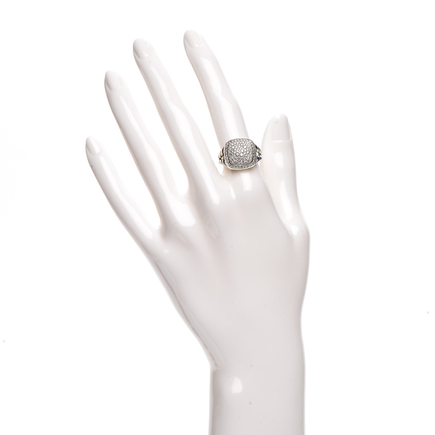 David Yurman Sterling Silver Diamond 11mm Albion Pave Ring 54 7 2 of 5