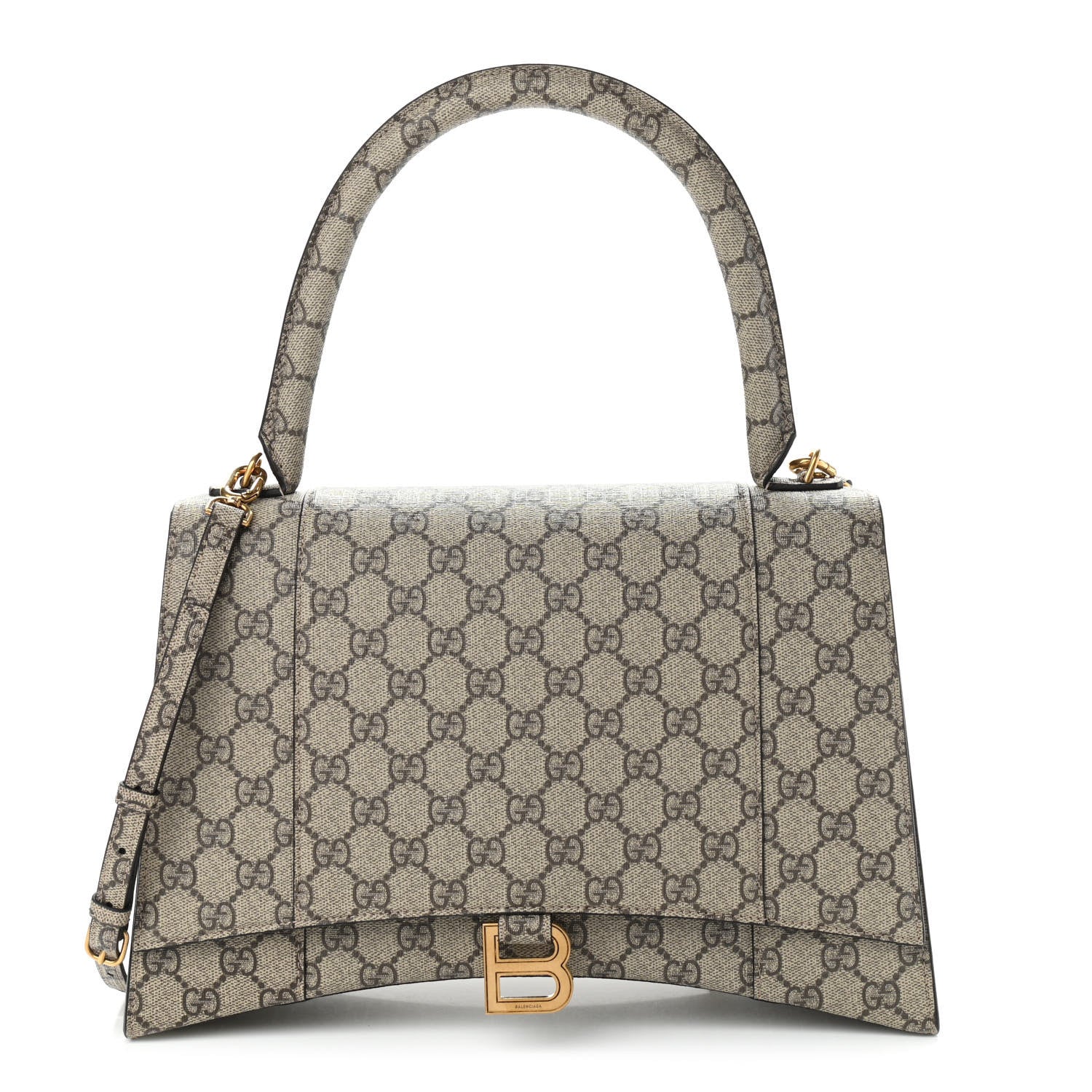 Balenciaga X GUCCI GG Supreme Monogram Medium Hourglass Top Handle Bag Beige Ebony 1 of 11
