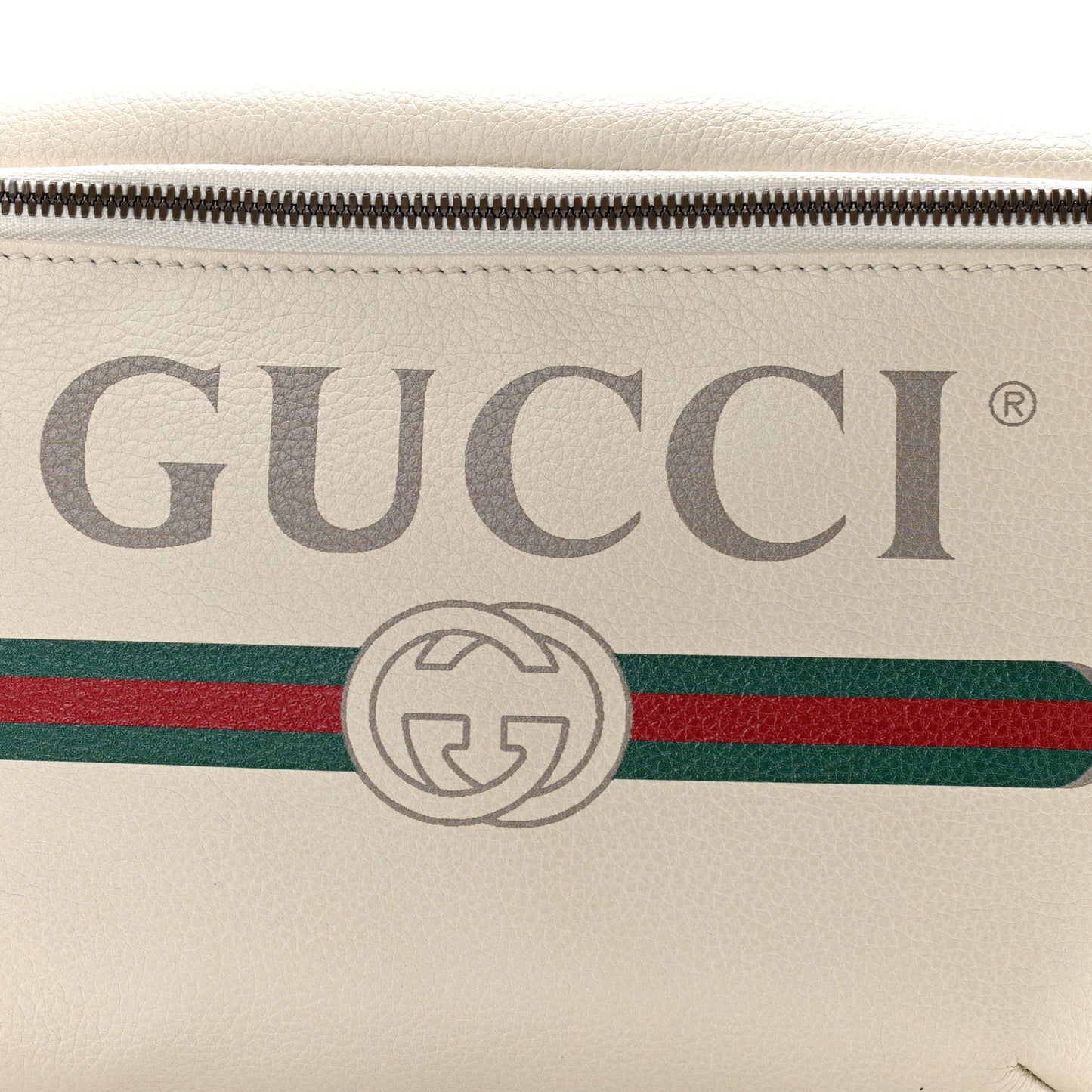Grained Calfskin Logo Belt Bag White