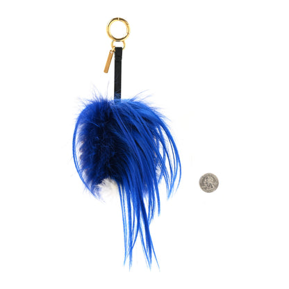 Fendi Shiny Nappa Goat Fox Fur Studded Punkito Karlito Bag Charm White Black Blue Neon 2 of 4