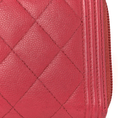 Chanel Caviar Quilted Large Boy Zip Around Wallet Coral 18 of 24