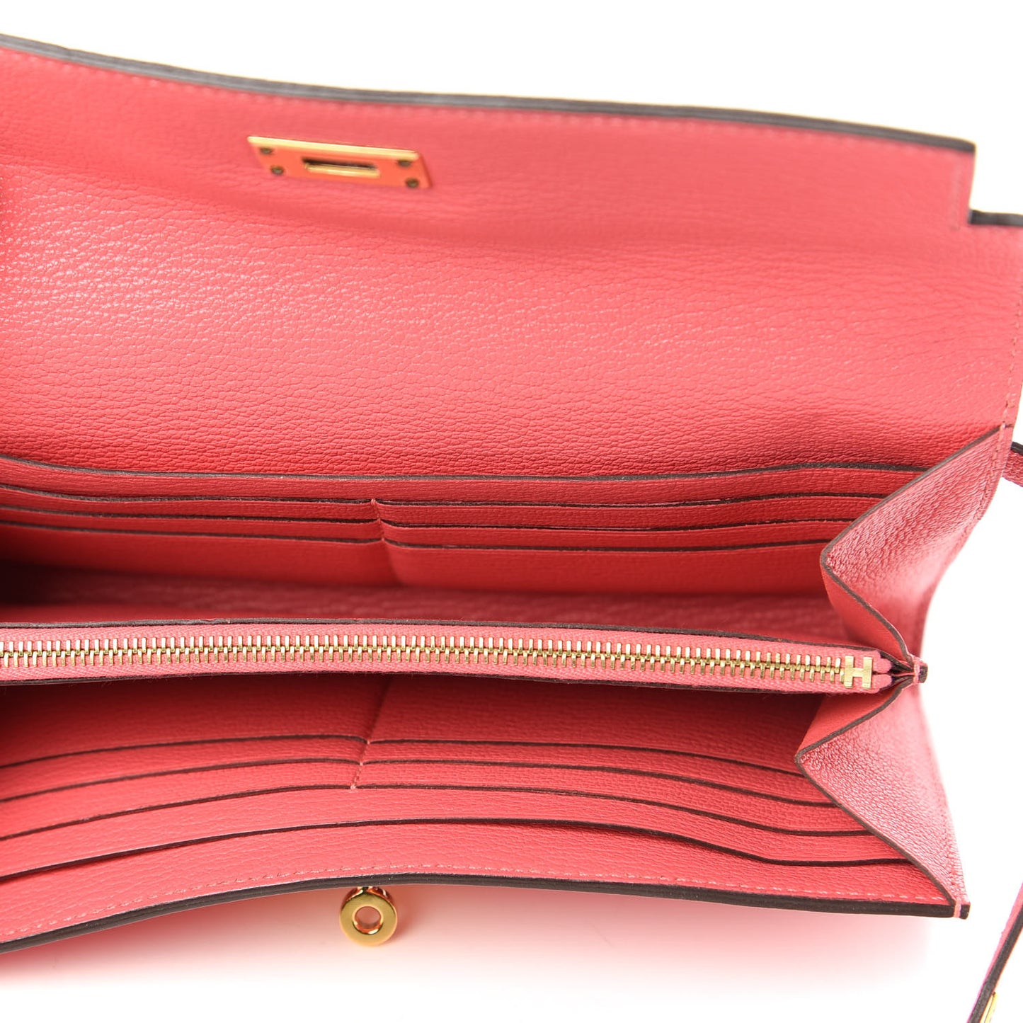 Chevre Mysore Kelly Longue Wallet Rose Lipstick