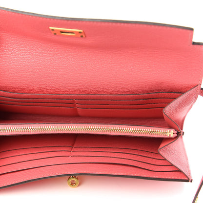 Hermes Chevre Mysore Kelly Longue Wallet Rose Lipstick 5 of 11