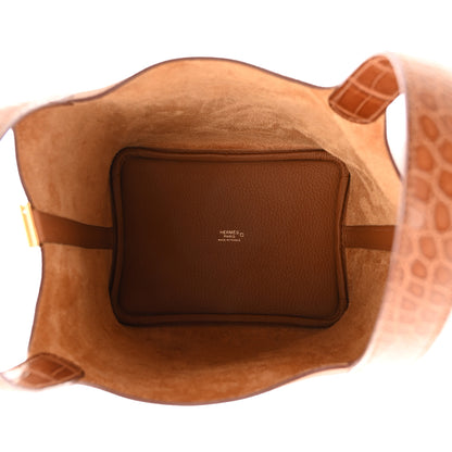 Hermes Taurillon Clemence Matte Alligator Picotin Lock Touch 18 PM Gold 5 of 11