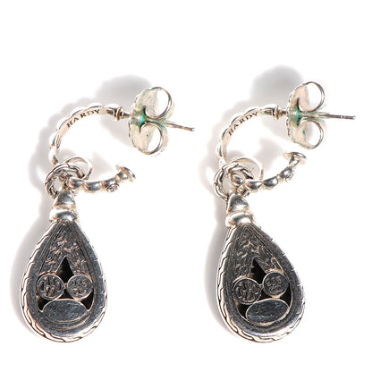 John Hardy Sterling Silver Black Sapphire Kali Lava Pave Drop Earrings 2 of 3