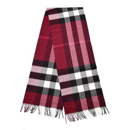 Burberry Cashmere Classic Check Fringe Scarf Claret 3 of 4