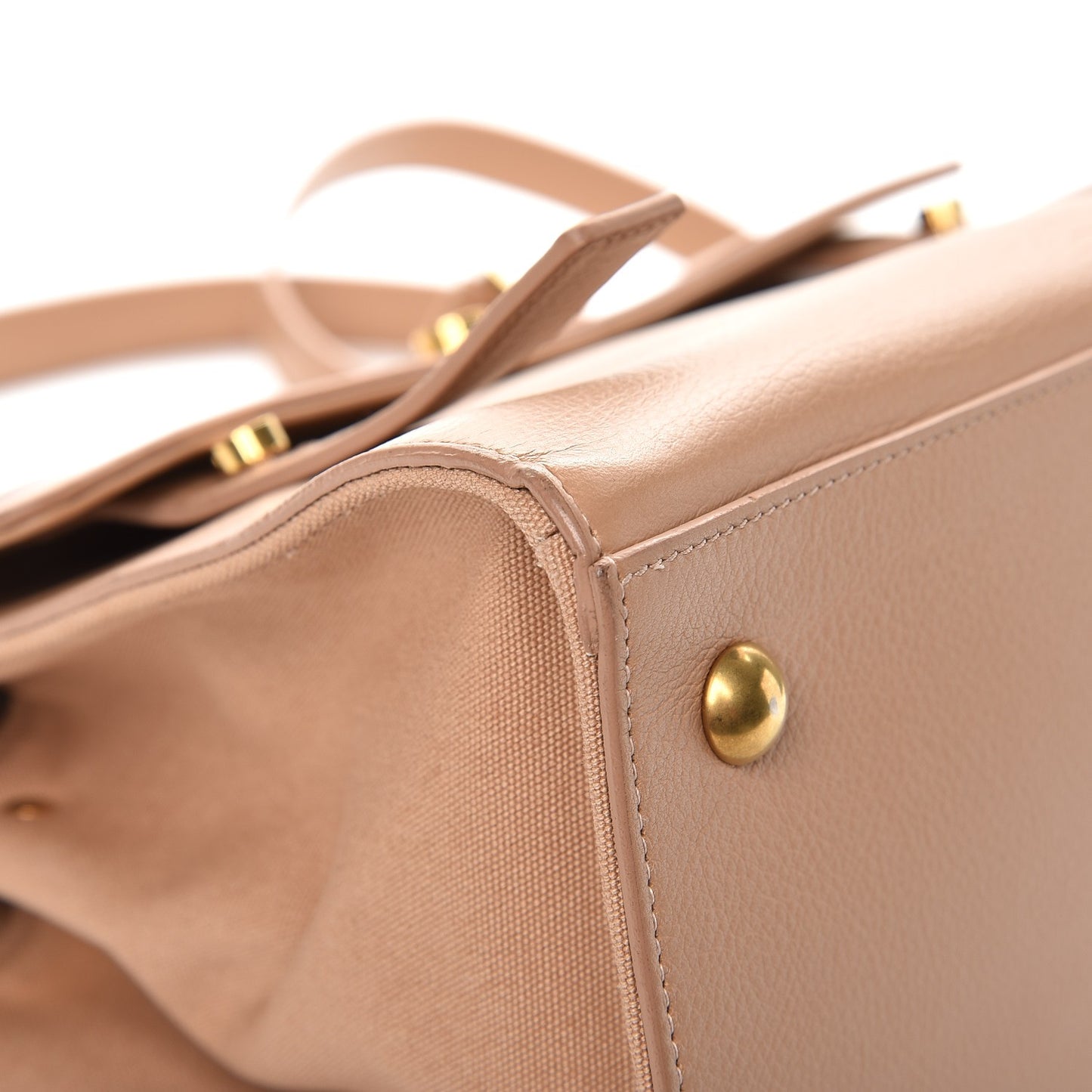 Calfskin Canvas Small Muse Two Beige