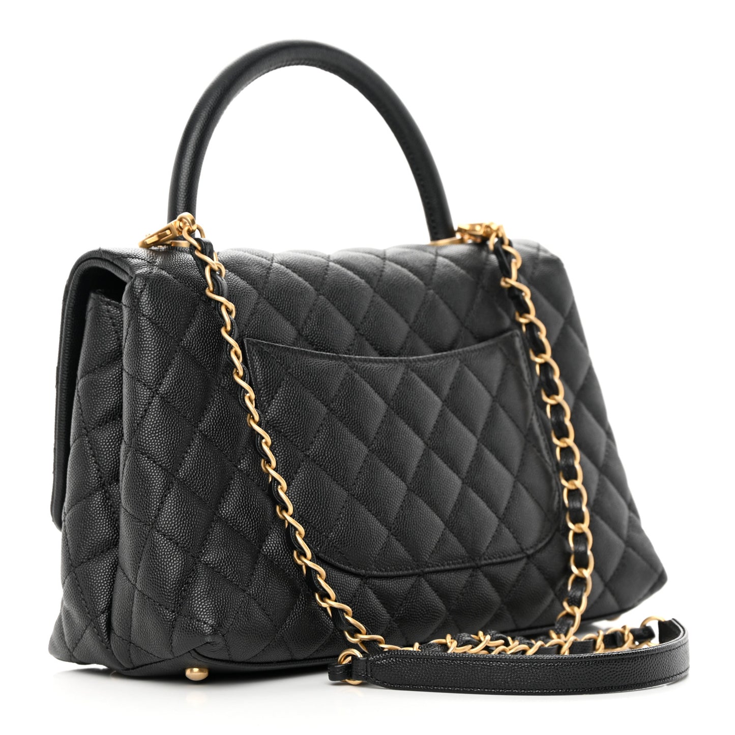 Caviar Quilted Small Coco Handle Flap Black