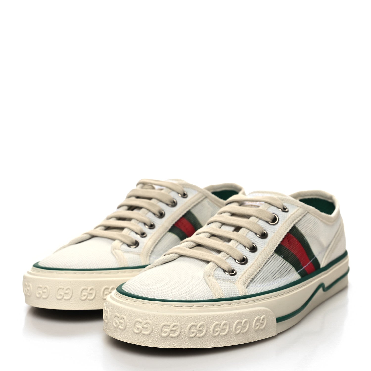 Gucci Mesh Web Womens 1977 Tennis Sneakers 38 Great White Mystic White 3 of 8