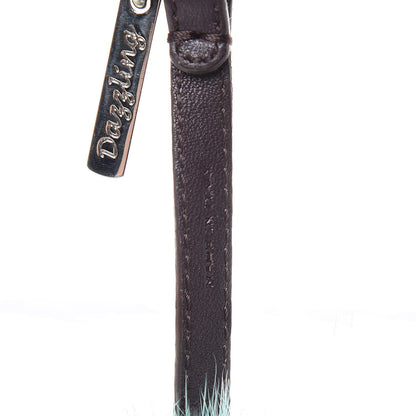 Fendi Shiny Nappa Mink Fox Fur Crystal QuTweet Dazzling Bag Bug Charm Bordeaux Seashell Multicolor 3 of 4