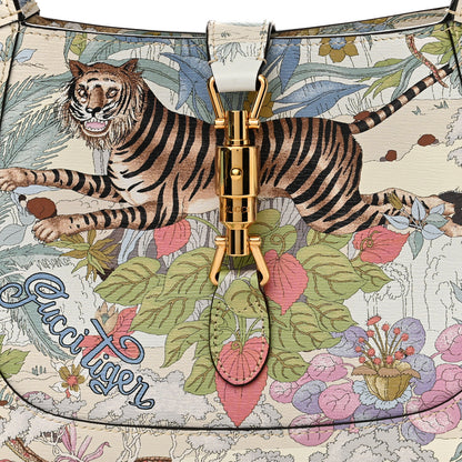 Gucci New Shangai Calfskin Tiger Savanah Small Jackie 1961 Hobo Chalky White Multicolor 8 of 11