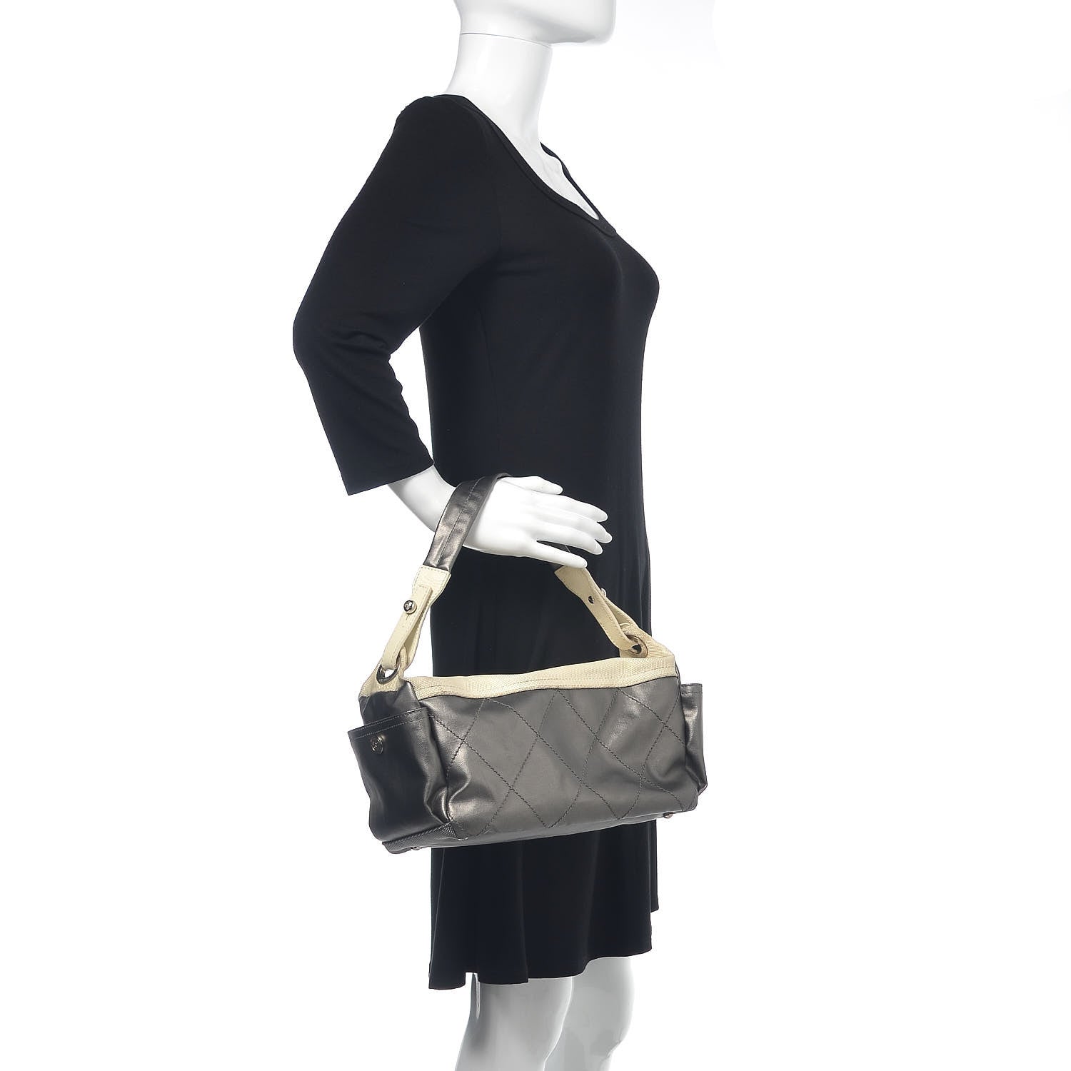 Chanel Coated Canvas Paris Biarritz Hobo Silver 2 of 18