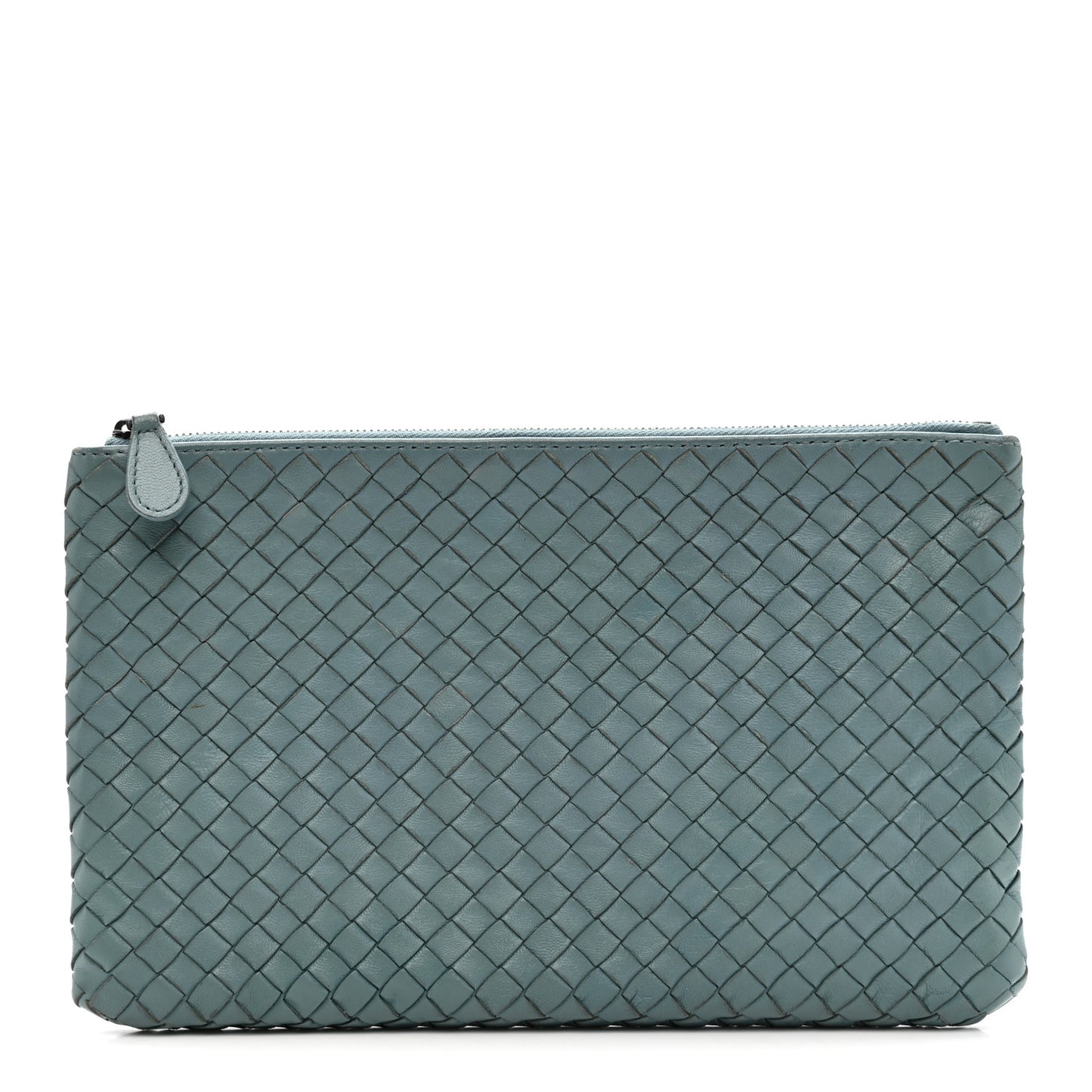 Nappa Intrecciato Zip Pouch Blue