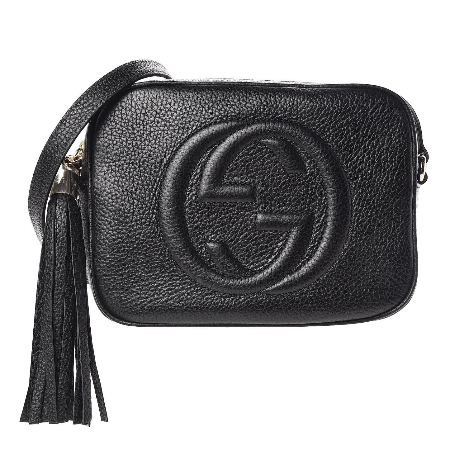 Pebbled Calfskin Small Soho Disco Bag Black