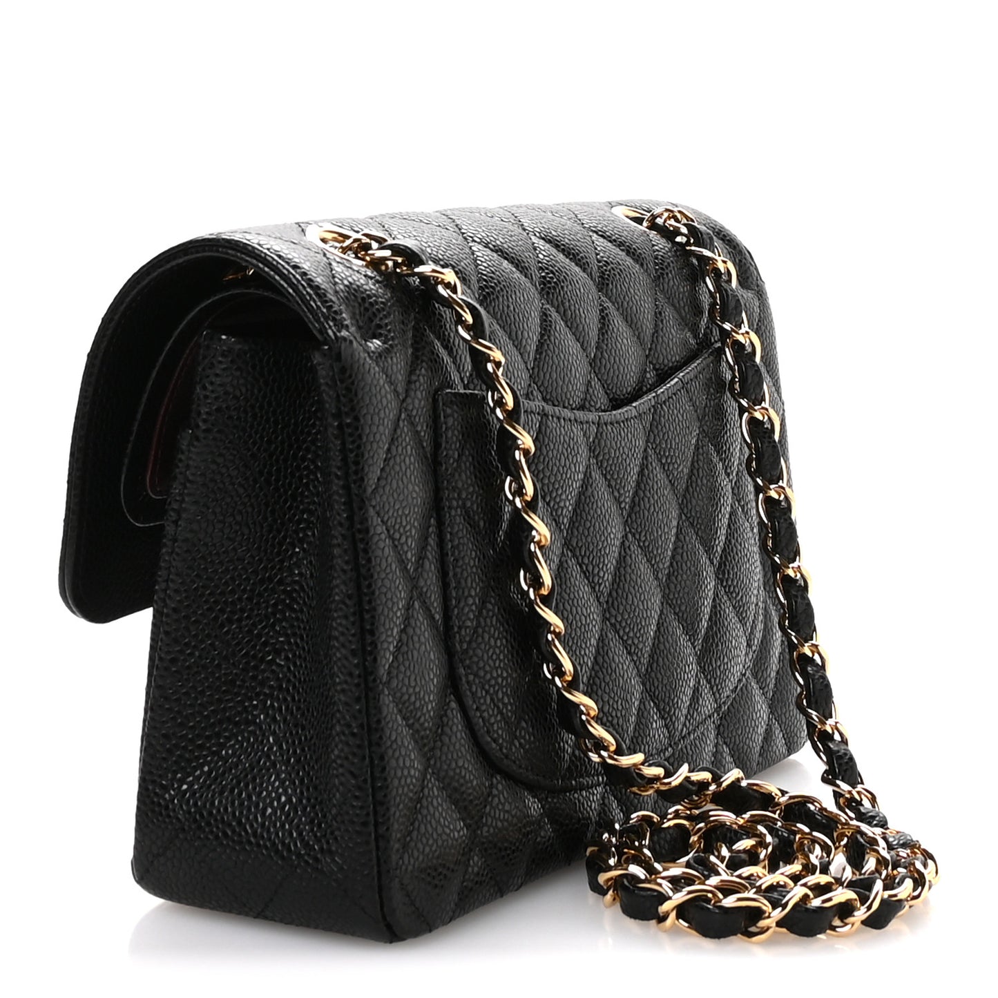Caviar Quilted Small Double Flap Black