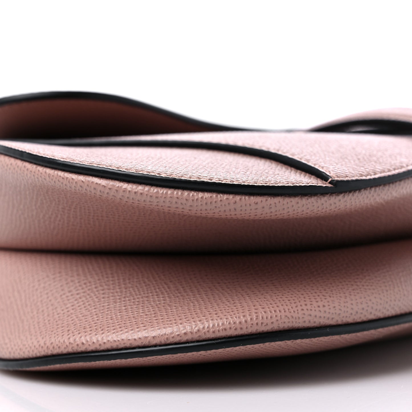 Grained Calfskin Saddle Bag With Strap Blush