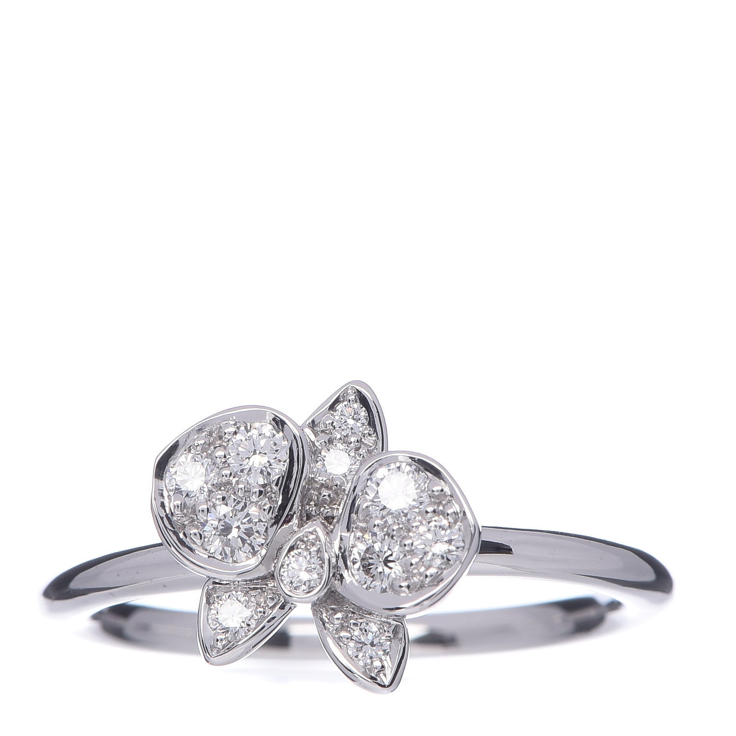 Cartier 18K White Gold Diamond Caresse D'Orchidees Par Ring 47 4 1 of 6