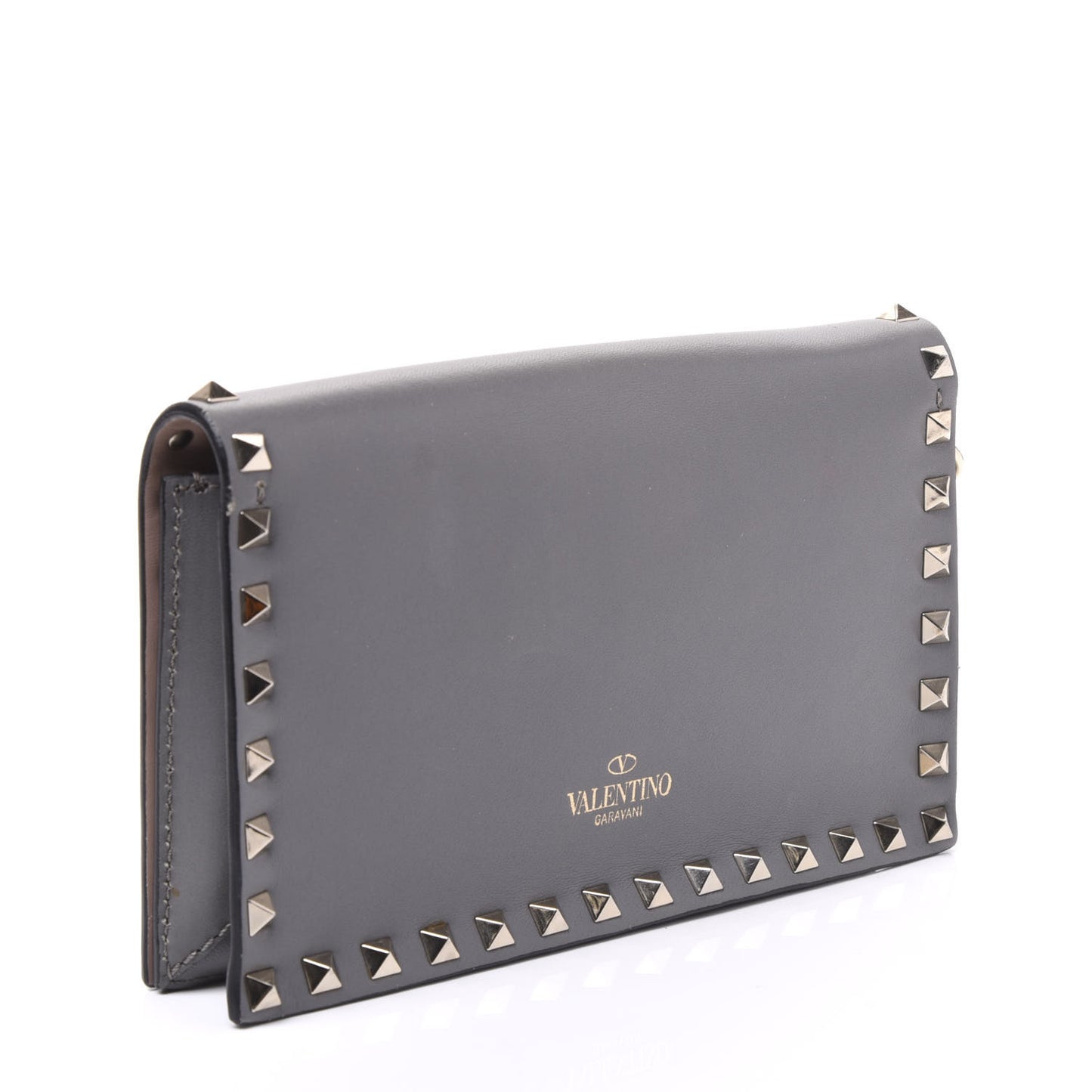 Nappa Small Rockstud Wristlet Clutch Grey