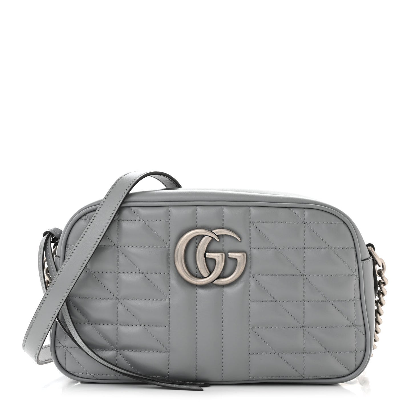 Calfskin Matelasse Aria Small GG Marmont Chain Shoulder Bag Deep Grey