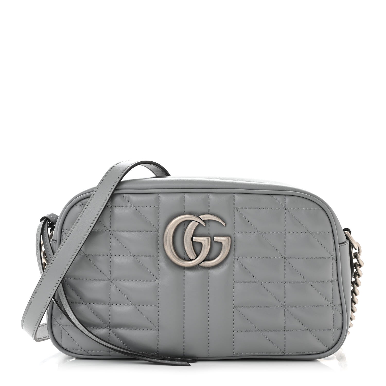 Gucci Calfskin Matelasse Aria Small GG Marmont Chain Shoulder Bag Deep Grey 1 of 10