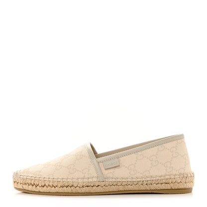 Gucci Washed Cotton Miro Soft Calfskin GG Monogram Espadrilles 36 White Mystic White 1 of 8