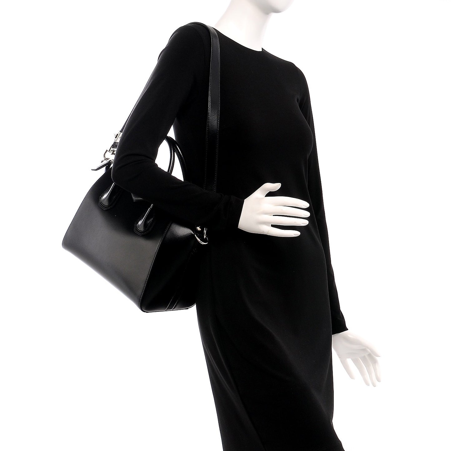 Shiny Lord Calfskin Small Antigona Black